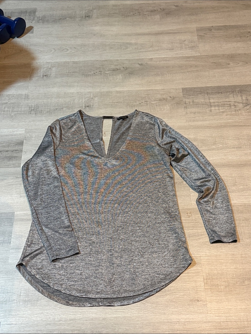 Dynamite Heather Grey V-Neck Long Sleeve Top